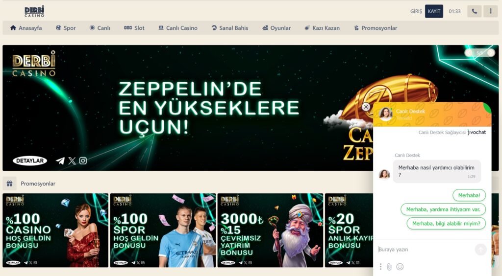 derbicasino müşteri hizmetleri